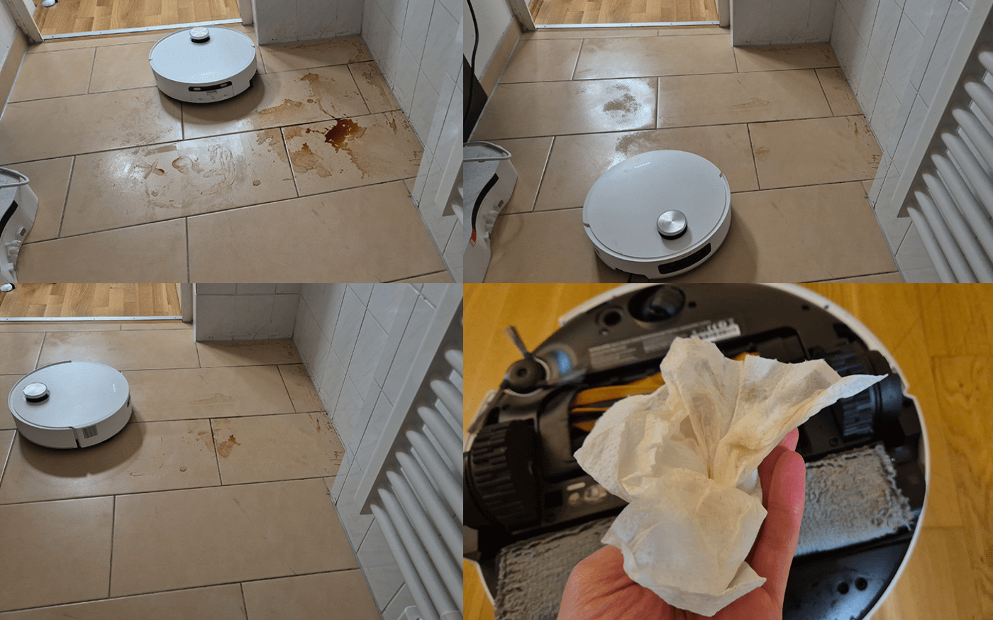 Man sieht das Testergebnis des Dreame Aqua10 Ultra Track im Extrem-Wischtest.